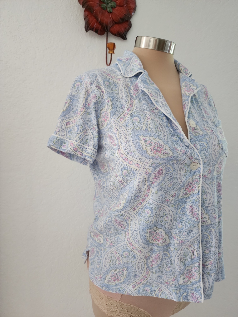 LAUREN RALPH LAUREN | Light Blue Paisley Short-Sleeve Pajama Set - Picture 6 of 16